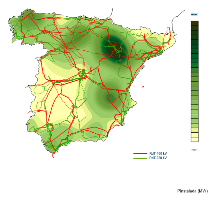 Geographical distribution of wind power facilities on the peninsula at December 31, 2023